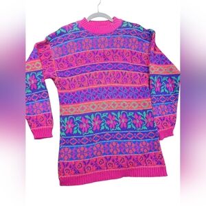 Chaus Sport Vintage Patterned Floral Women's Sweater Size Large